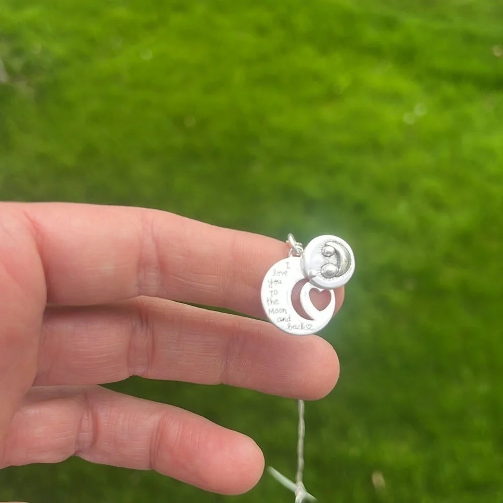 LA rocks sterling silver I love you to the moon and back pendant necklace NWT
